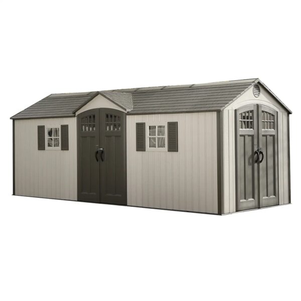 111.jpg Lifetime 20′ x 8′ Outdoor Storage Shed Building Brown