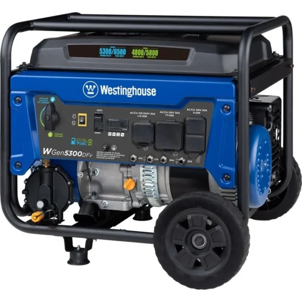 4-120-1.webp Westinghouse WGen5300DFv Dual Fuel Portable Generators.