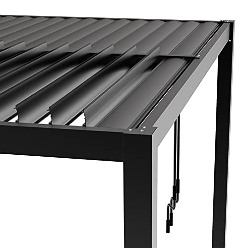 41DPW1txDeL-1.jpg Primrose Deluxe Modern Patio Veranda Pergola Carport Black Charcoal with Louvered Shutter Roof 3m x 4m