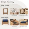 CHITA 5 Pieces Wicker Patio Furniture Set, Outdoor Conversation Set with 2 Pieces Rattan Swivel Chairs, 2 Pieces Ottomans, Thickened Cushions and Side Table