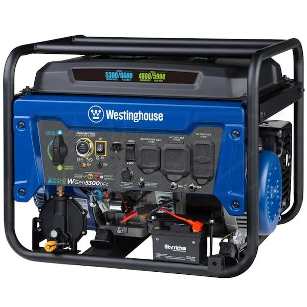 6-39-1.webp Westinghouse WGen5300DFc – 5300 Watt Electric Start Dual-Fuel Portables Generators w/ Wireless Remote Start, RV Outlet & CO Sensor (49-State)