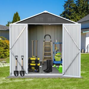 6-x-4-Outdoor-Metal-Storage-Shed-Tools-Galvanized-Steel-Garden-Shed-Lockable-Doors-Backyard-Patio-Lawn-D8311_cd477e9b-f6a3-4c82-8ada-614dac6fd7a5.89297130d59a316590b18f1d6934f293.jpg 6' x 4' Outdoor Metal Storage Shed, Tools Storage Shed, Galvanized Steel Garden Shed with Lockable Doors, Outdoor Storage Shed for Backyard, Patio, Lawn, D8311