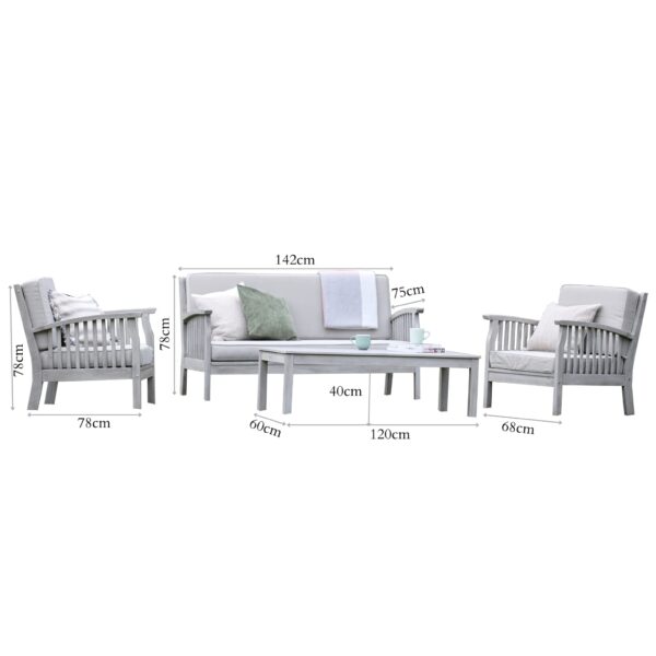 61TmKhISVcL.jpg Gardenesque Patio Garden Furniture Set - Light Grey Wooden Garden Set - Repton Lounge - Outdoor Table & Chairs - Durable and Comfortable Design - With Cushions - Flat Pack Design - 4 Seater