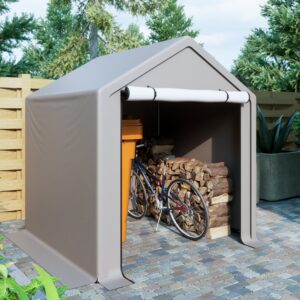 6x6-ft-Outdoor-Storage-Shelter-Shed-Portable-Garage-Tent-with-Roll-up-Doors-Shelter-for-Garden-Tool-Lawn-Mower-Motorcycleand-Bike-Gray_37a26c51-2fe2-4731-83cf-b75d0d33031e.e1e28a8d145.jpg 6x6 ft Outdoor Storage Shelter Shed, Portable Garage Tent with Roll-up Doors Shelter for Garden Tool, Lawn Mower, Motorcycleand, Bike - Gray