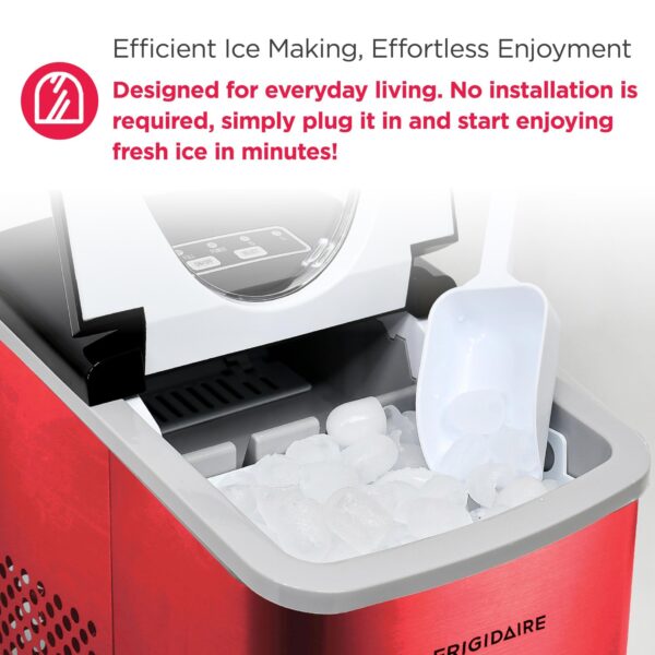 Counter top Portable, 26 lb per Day Nugget Ice Maker Machine (Red Stainless Steel)