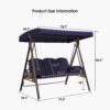 716mn0mjpAL-1.jpg PURPLE LEAF 3-Seat Deluxe Outdoor Patio Porch Swing with Weather Resistant Steel Frame, Adjustable Tilt Canopy, Cushions and Pillow Included, Navy Blue