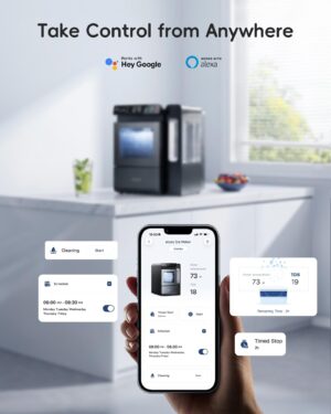 Smart Nugget Ice Maker Countertop with 1.14 Gal Side Tank 40 lbs/Day