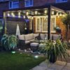 718T3I3drxL-1.jpg Primrose Deluxe Modern Patio Veranda Pergola Carport Black Charcoal with Louvered Shutter Roof 3m x 4m