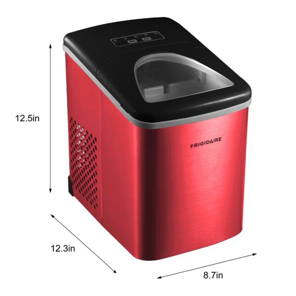 Counter top Portable, 26 lb per Day Nugget Ice Maker Machine (Red Stainless Steel)