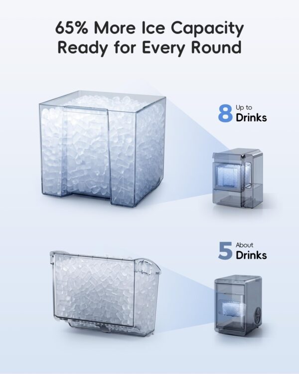 Smart Nugget Ice Maker Countertop with 1.14 Gal Side Tank 40 lbs/Day