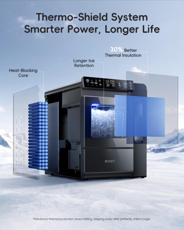 Smart Nugget Ice Maker Countertop with 1.14 Gal Side Tank 40 lbs/Day