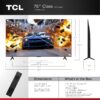 TCL 75" T7 4K QLED Google TV with 144Hz Gaming (75T7)