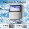 Commercial Ice Maker, 240 lbs/24H, 96 Cubes in 14 Min, 50 lbs Storage, Self-Cleaning, Water Filter, Stainless Steel
