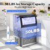Commercial Ice Maker, 240 lbs/24H, 96 Cubes in 14 Min, 50 lbs Storage, Self-Cleaning, Water Filter, Stainless Steel