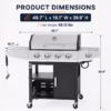 Seizeen 4 Burner Gas Grill with Side Burner, 50,000 BTU Stainless Steel BBQ Grill with Side Shelf, Tank Hook, Towel Rack & Bottle Opener, Outdoor Patio Propane Grill for Backyard, Camping