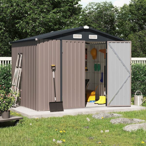 OC-Orange-Casual-8-x-6-FT-Outdoor-Storage-Shed-Metal-Garden-Tool-Shed-with-Lockable-Door-Outside-Sheds-Storage-Galvanized-Steel-Brown_d0c9ec11-5073-48cf-8a7d-0124367e5967.d5b86f73a99b-1.jpg OC Orange-Casual 8' x 6' FT Outdoor Storage Shed, Metal Garden Tool Shed with Lockable Door, Outside Sheds & Storage Galvanized Steel, Brown