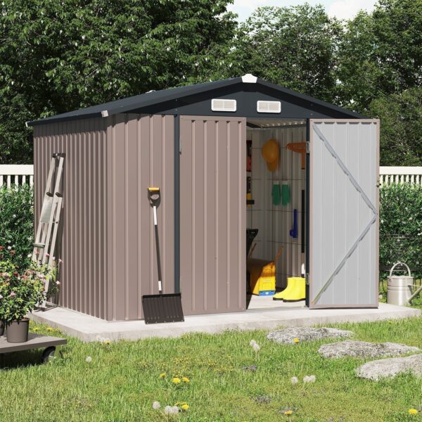 OC-Orange-Casual-8-x-6-FT-Outdoor-Storage-Shed-Metal-Garden-Tool-Shed-with-Lockable-Door-Outside-Sheds-Storage-Galvanized-Steel-Brown_d0c9ec11-5073-48cf-8a7d-0124367e5967.d5b86f73a99b OC Orange-Casual 8' x 6' FT Outdoor Storage Shed, Metal Garden Tool Shed with Lockable Door, Outside Sheds & Storage Galvanized Steel, Brown