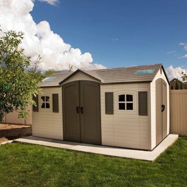 img-2203.jpg Lifetime 60079 Outdoor Storage Dual Entry Shed, 15 x 8 ft, Desert Sand (B00CTVQ6UG)