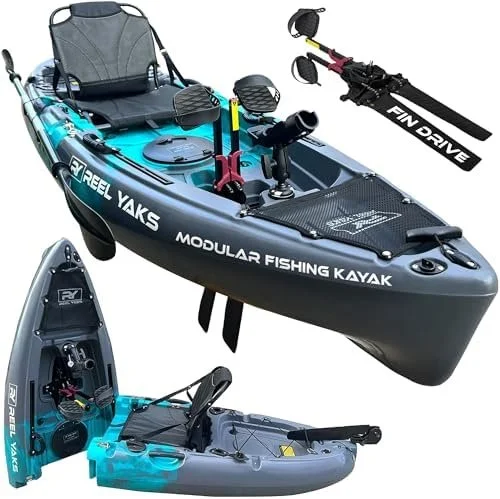 m1-12-1.webp Reel Yaks Raptor Modular Fishing Kayak – 9.5ft Lightweight Sit On Top Kayak for Adults & Youth – Stable & Portable, Ideal Space-Saving Design for Travels – 380lbs Capacity