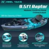 m2-10-1.webp Reel Yaks Raptor Modular Fishing Kayak – 9.5ft Lightweight Sit On Top Kayak for Adults & Youth – Stable & Portable, Ideal Space-Saving Design for Travels – 380lbs Capacity