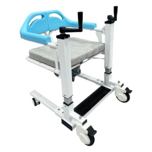 Transfer Lift Wheelchair with Commode, 14.96-22.83 Adjustable Height, Supports 330 lbs
