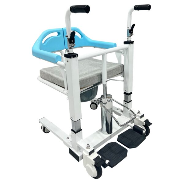Transfer Lift Wheelchair with Commode, 14.96-22.83 Adjustable Height, Supports 330 lbs
