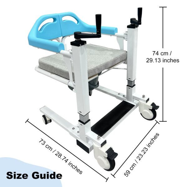Transfer Lift Wheelchair with Commode, 14.96-22.83 Adjustable Height, Supports 330 lbs