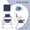 Aluminum Adjustable Folding Commode Chair, 330 lbs Capacity, Removable Bucket