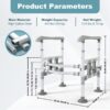 3-Way Adjustable Toilet Safety Frame, Anti-Slip Handrails, Suction Cups, Supports 220 lbs