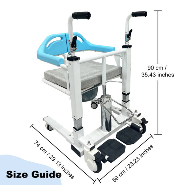 Transfer Lift Wheelchair with Commode, 14.96-22.83 Adjustable Height, Supports 330 lbs