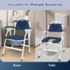 Aluminum Adjustable Folding Commode Chair, 330 lbs Capacity, Removable Bucket