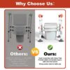 3-Way Adjustable Toilet Safety Frame, Anti-Slip Handrails, Suction Cups, Supports 220 lbs