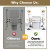 3-Way Adjustable Toilet Safety Frame, Anti-Slip Handrails, Suction Cups, Supports 220 lbs