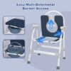 Aluminum Adjustable Folding Commode Chair, 330 lbs Capacity, Removable Bucket