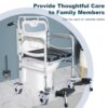Folding Bedside Commode Chair w/ Wheels & Built-In Toilet
