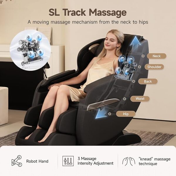 Real Relax SL-Track Full Body Massage Chair, Zero Gravity Recliner, Black